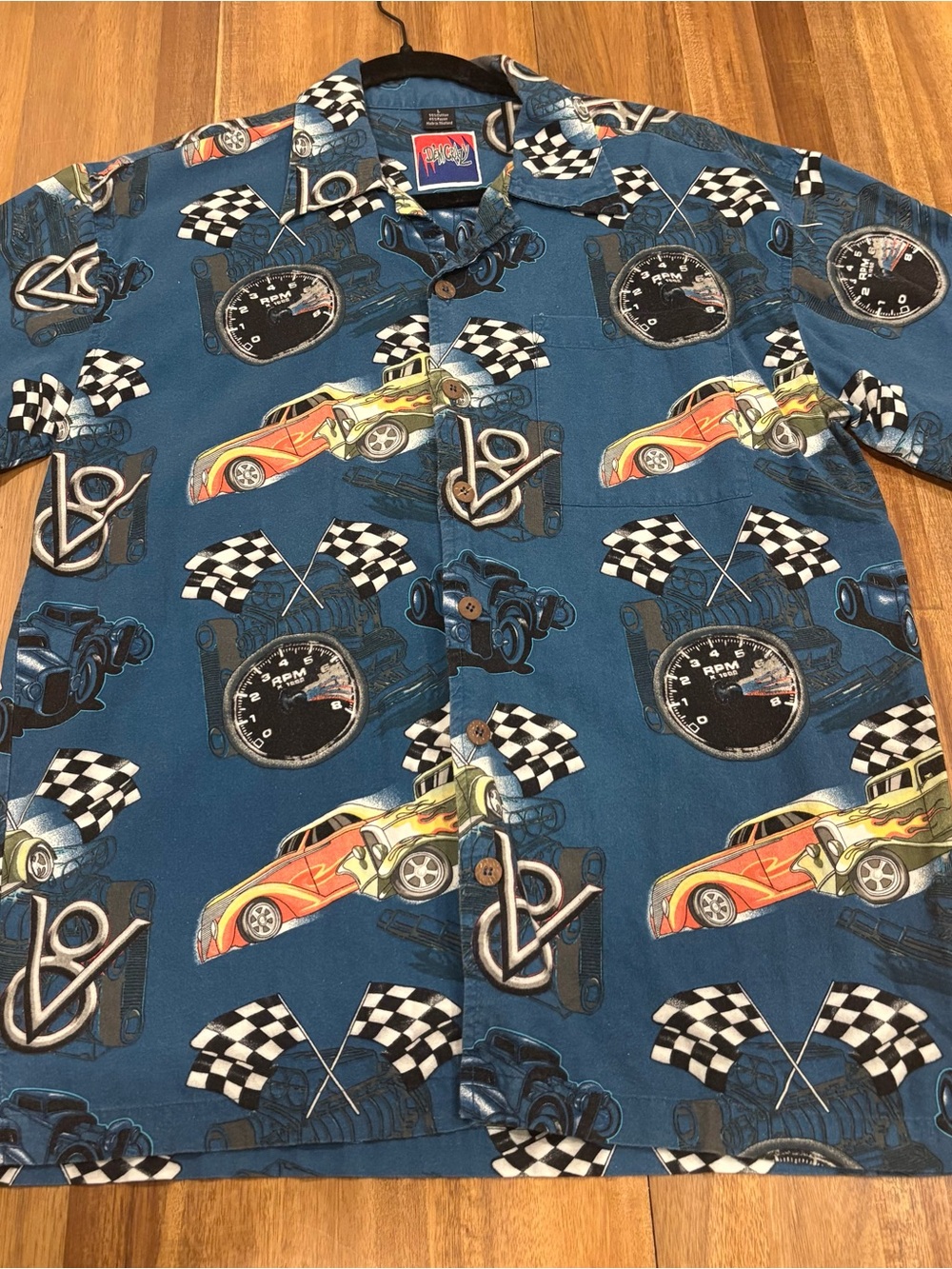 Vintage Dem Crazy Hot Rod Racing Shirt Large Y2K